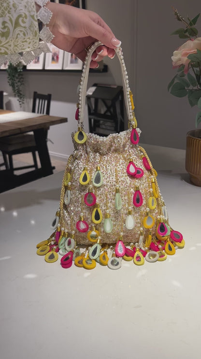 Zari Mutli Mirror Potli Bag